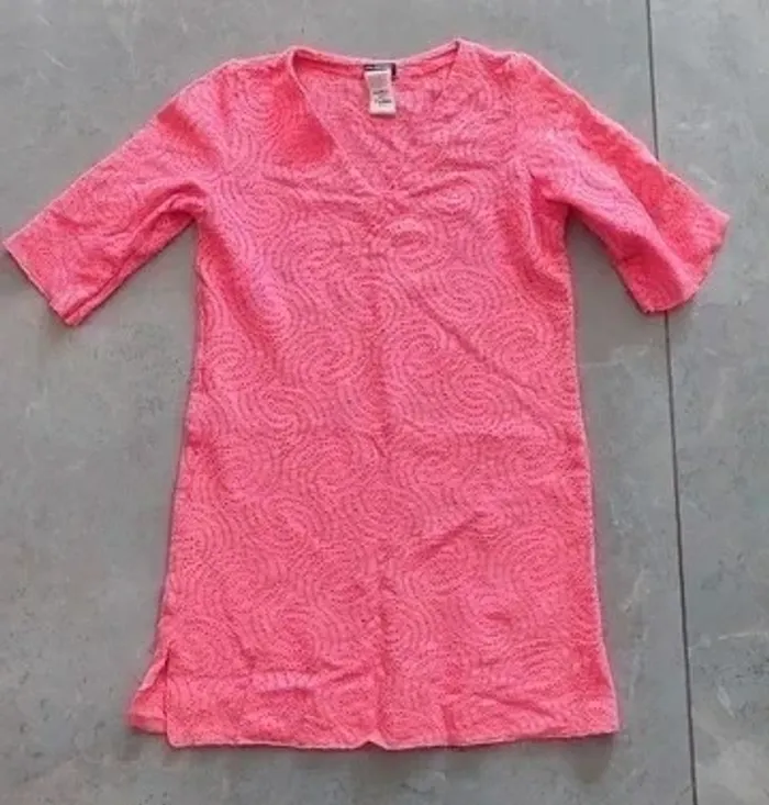 🌸 Tunique Ajourée Rose Fluo – Taille Unique – Style Estival & Tendance - photo numéro 2