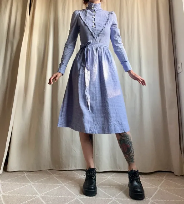 Authentic vintage Laura Ashley Cottagecore dress made in Wales Folk Prairie - Taille S - photo numéro 4