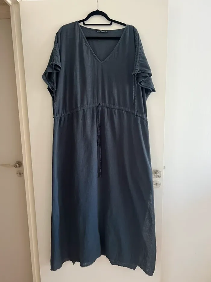 Maison Saint Julien Robe kaftan longue Alexandrie bleu nuit taille S/M - photo numéro 5