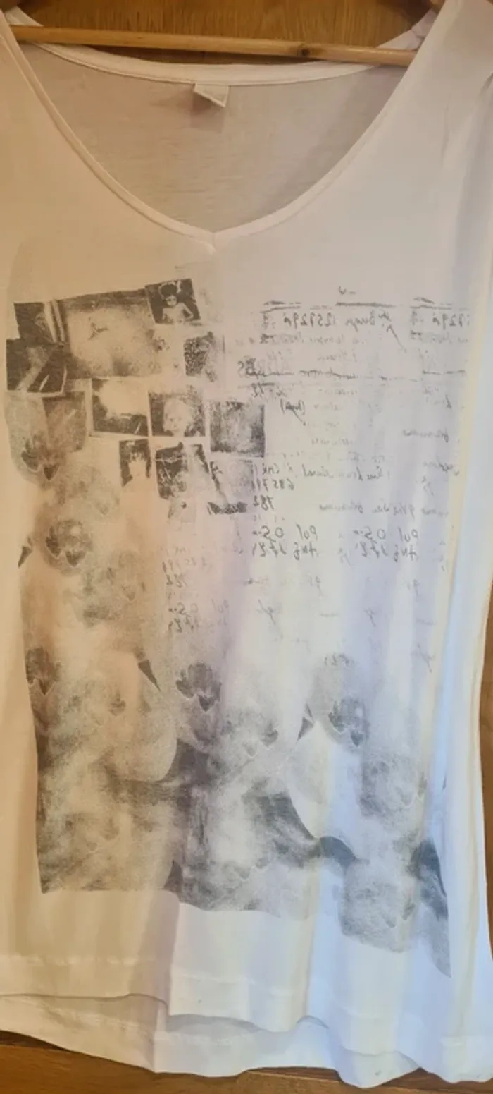 T-shirt blanc et gris Camaïeu - photo numéro 3