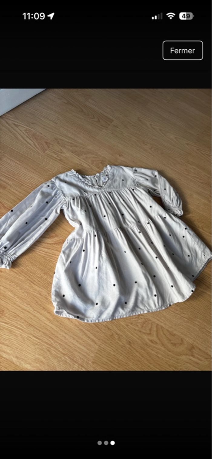 Robe beige à pois Zara fille taille 12/18 mois - photo numéro 2