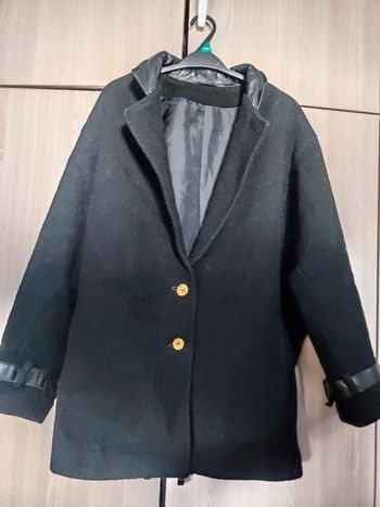 Manteau noir laine & simili cuir t 40 / Next