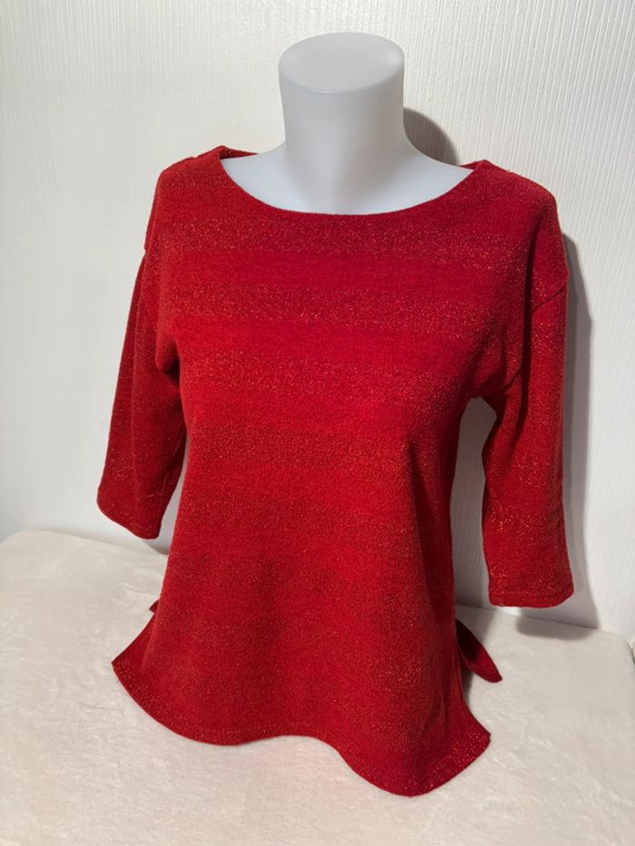 Pull Bohème Rouge Pailleté T.M - photo numéro 2