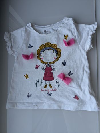 🦋 T-shirt bébé fille ZY BabyGirl – Taille 9/12 mois – Motif "Loving Earth"