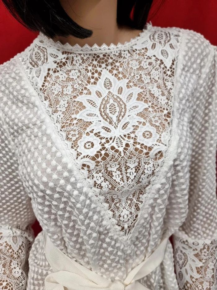 Maje blouse écru dentelle * taille 2 * - photo numéro 4