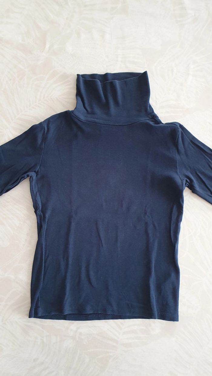 Teeshirt col roulé à manches longues bleu marine 6-7ans - photo numéro 2