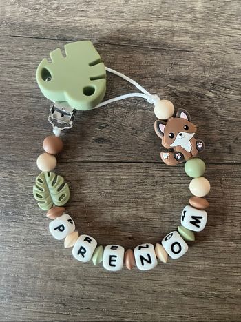 Attache tétine personnalisée Renard thème forêt