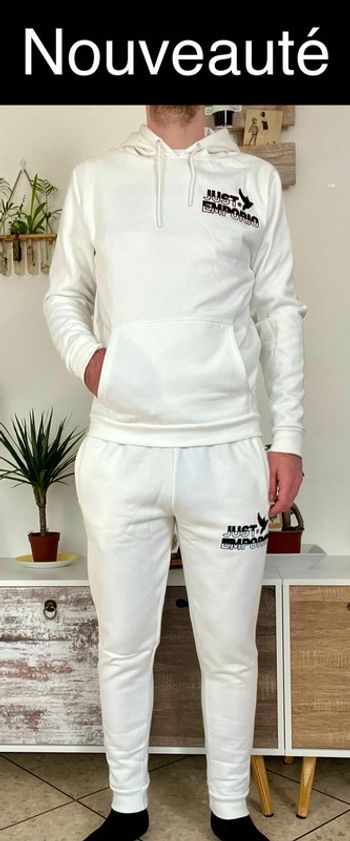 Ensemble survêtement blanc taille L - sweat à capuche et jogging - Just Emporio - neuf