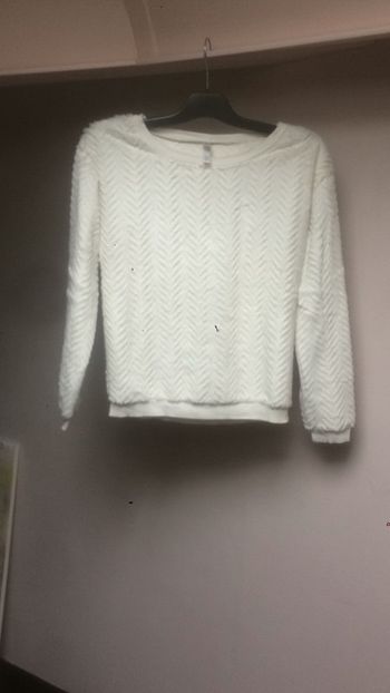 Pull fin à poils blanc