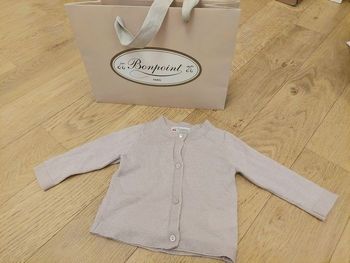 Gilet Bonpoint vieux rose laine 100%