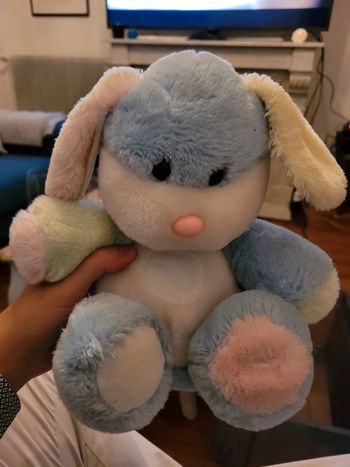 RARE Gros chien Boulgom 27cm bleu blanc rose vert Made in France collection