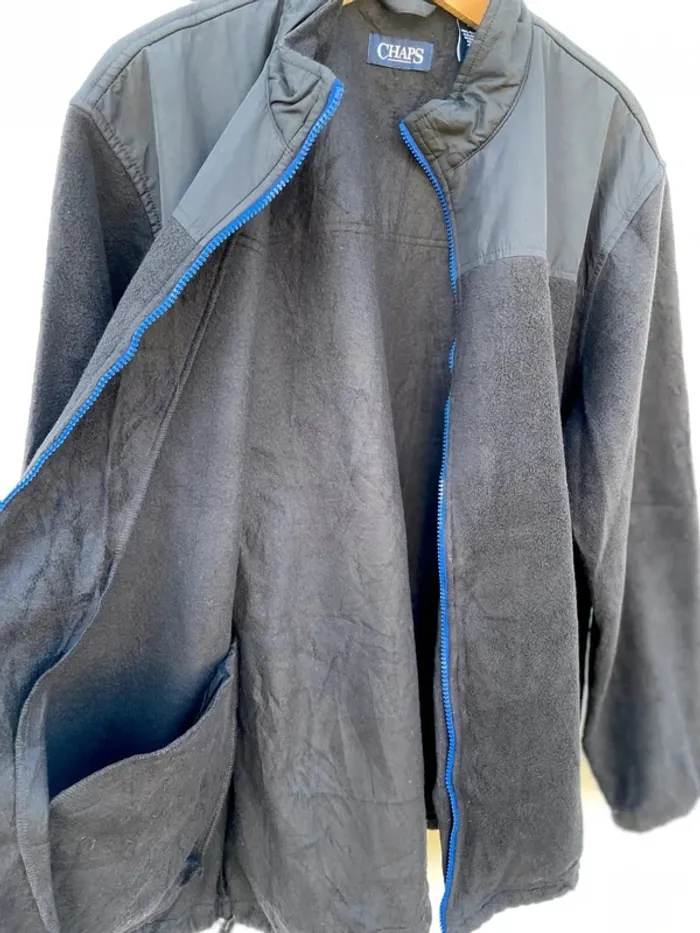 Chaps black fleece zip jacket Mens L - photo numéro 7