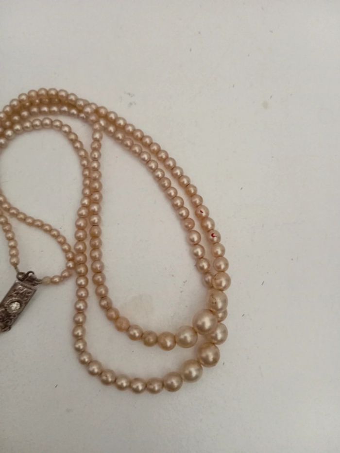 Collier double rang ancien perles joli fermoir - photo numéro 4