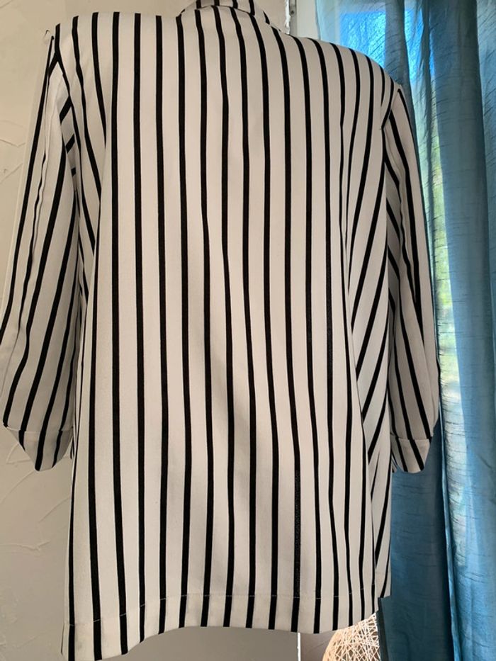 blazer pinkie rayé noir et blanc taille 36 38 - photo numéro 4