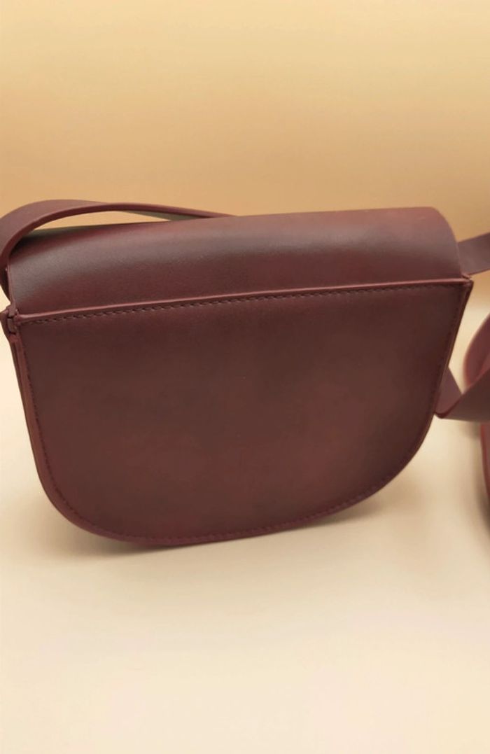 Sac à main en cuir, artisanal, bordeaux - photo numéro 3