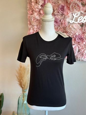 T-shirt noir avec broderie blanche, taille XS - Bizzbee