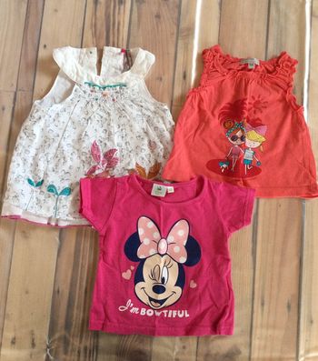 Lot 3 t-shirts manches courtes fille - 6 mois