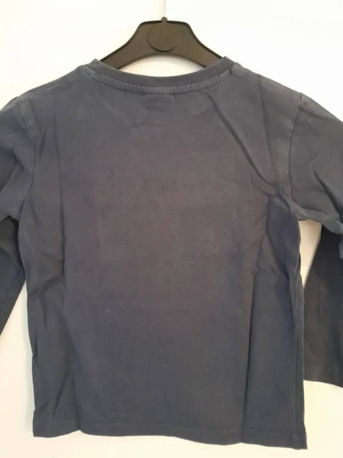 Tee-shirt, manches longues, bleu marine imprimé, 5ans - 110cm - photo numéro 4