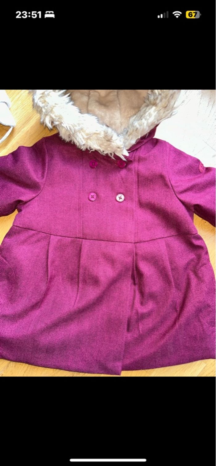 Lot ensemble manteau et bonnet bébé fille obaïbi - photo numéro 2