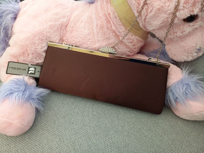 Pochette satin marron