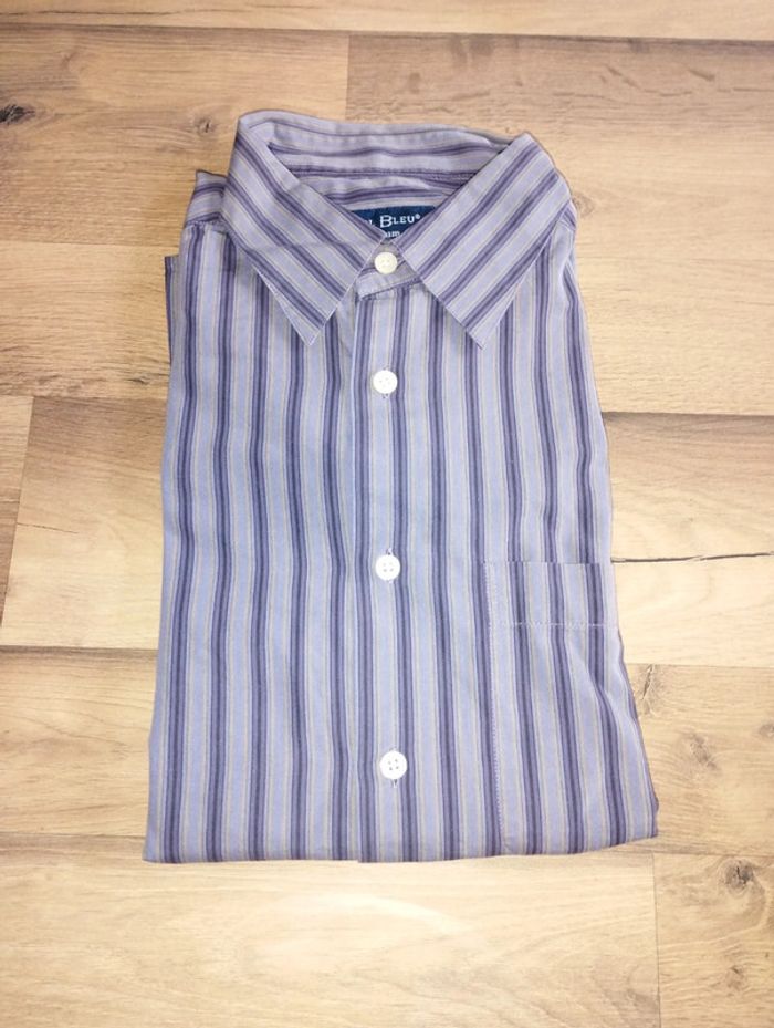 Chemise homme manches longues col bleu