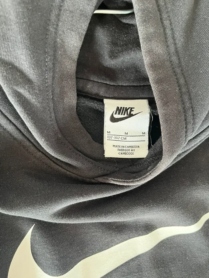 Sweat à capuche Nike garçon M (137-147 cm) noir logo blanc - photo numéro 3