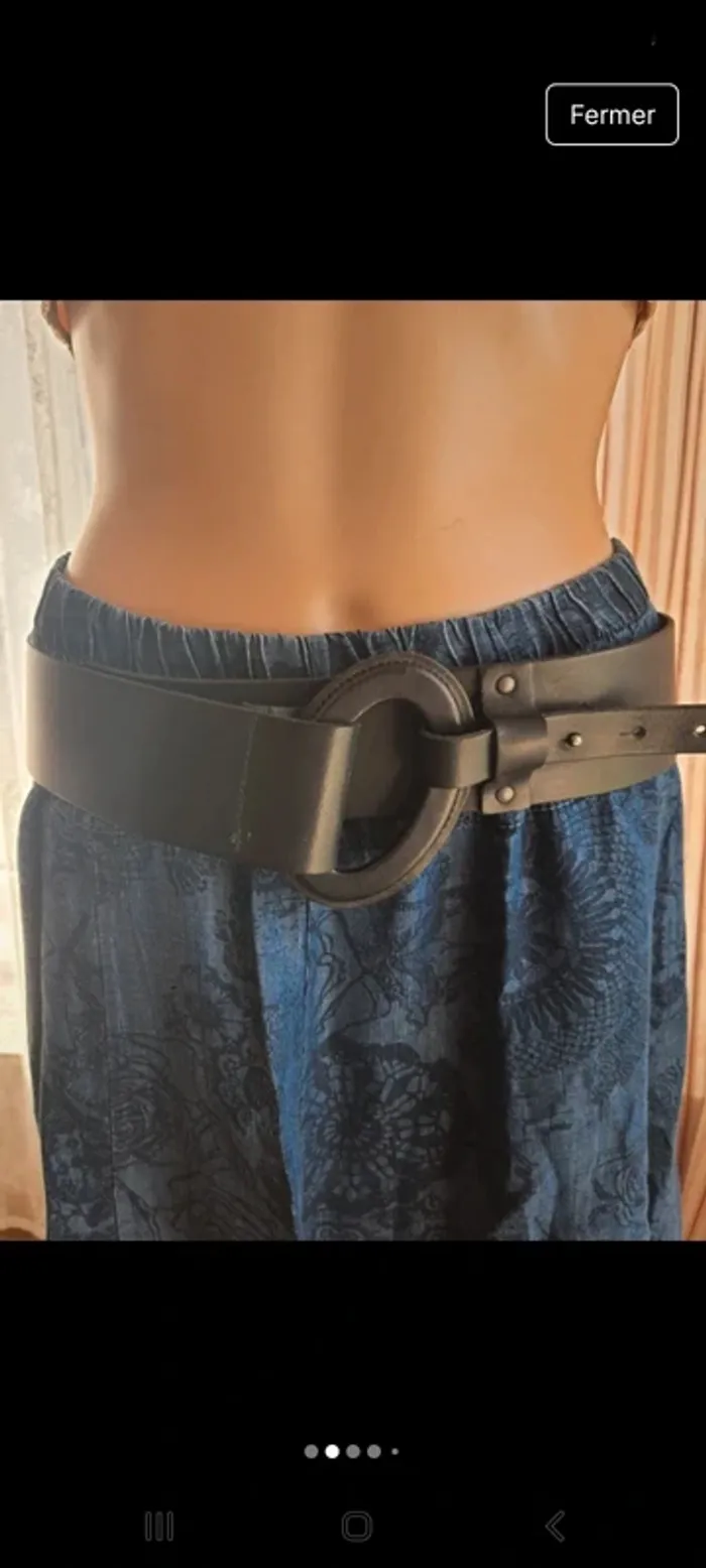 Ceinture Terre Bleue noir en cuir taille 42 80cm - photo numéro 2