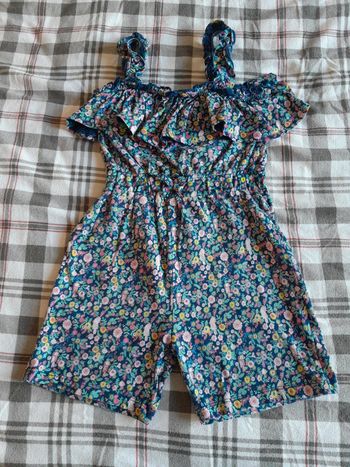 Combishort fille tissaia 8 ans fleurs et perroquets roses