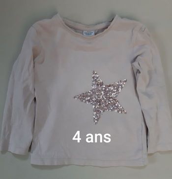 Tee-shirt manches longues fille - étoile, sequins - Tape à l'Œil - 4 ans
