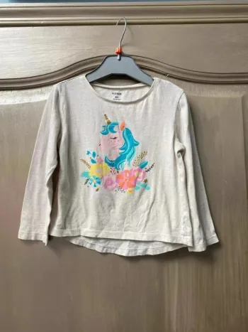 T-shirt manche longue beige licorne kiabi 4 ans