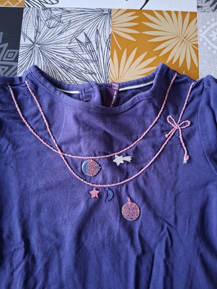 T-shirt fille manches longues bleu marine 5 ans - photo numéro 4