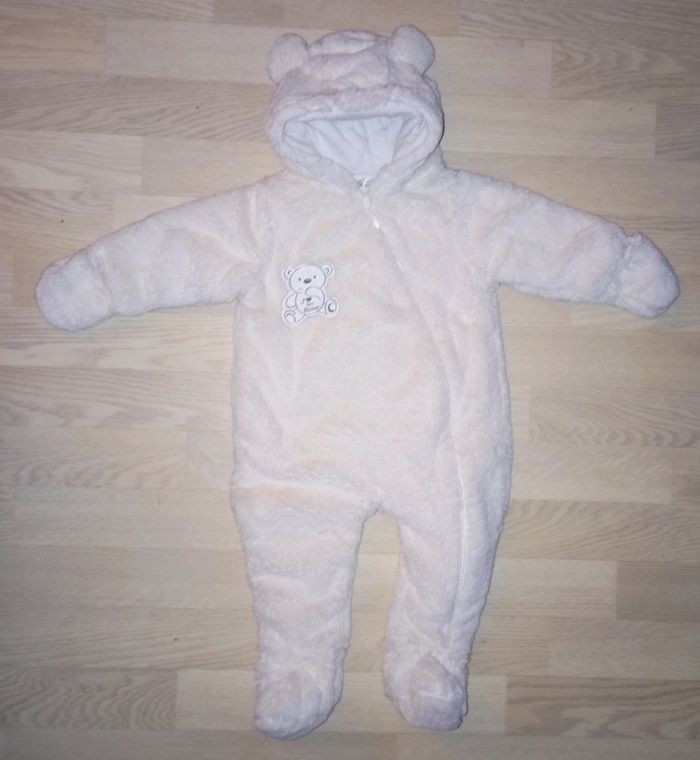 Combinaison chaude en polaire pilou pilou blanche Mes Petits Cailloux 
T. 12 mois (74 cm)