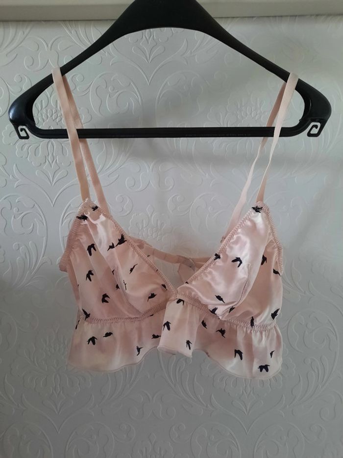 Pyjama deux pièce rose imprimé oiseaux effet soie - photo numéro 10