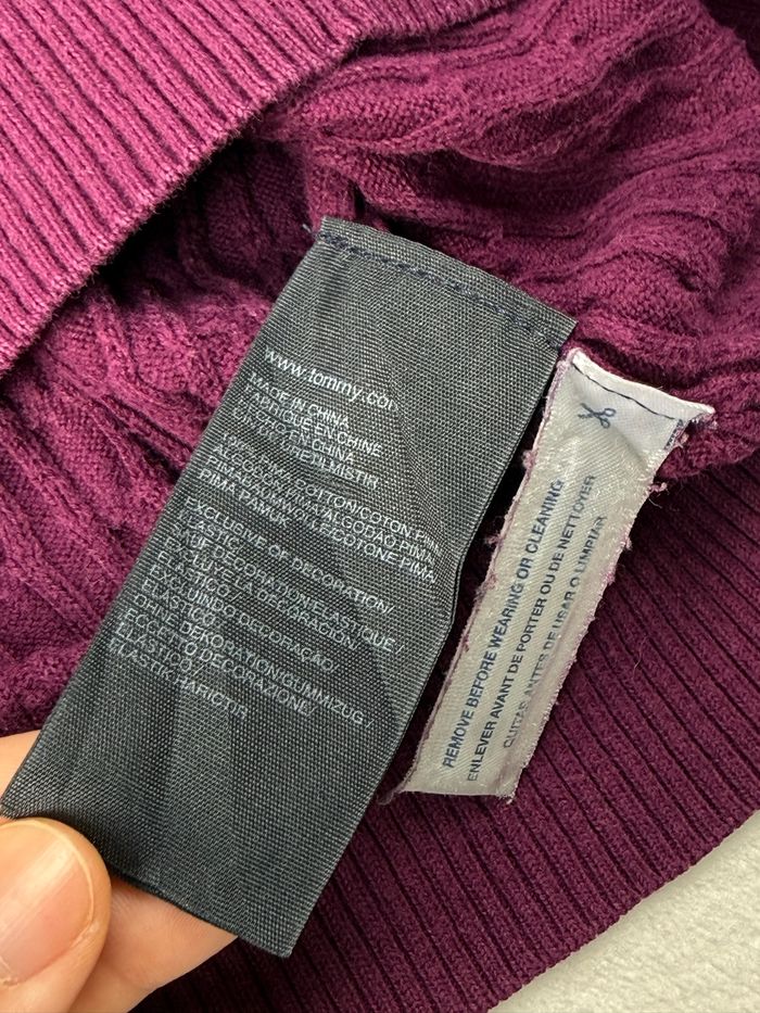 Pull torsadé violet Tommy Hilfiger pour femme taille M 100% coton Pima SM01625 - photo numéro 9