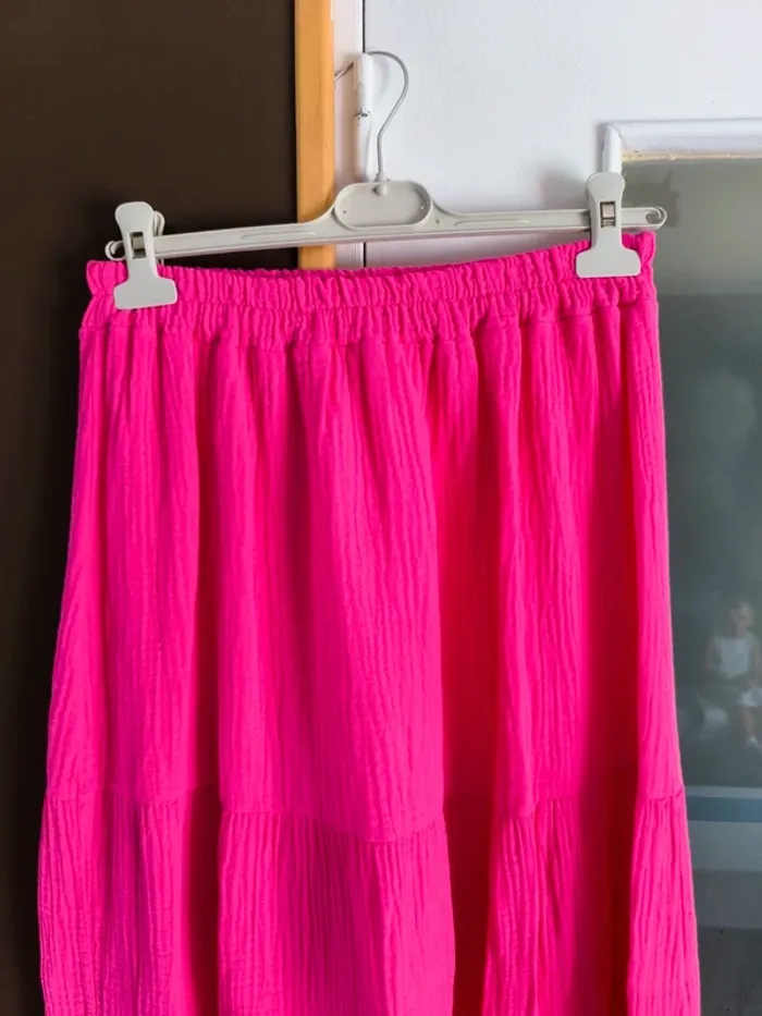 Jupe longue rose fushia gaz de coton TU 36 à 42 - photo numéro 5