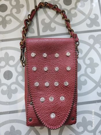 Petite pochette cuir avec Strass