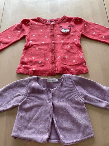 Lot de 2 gilets fille 12 et 18 mois