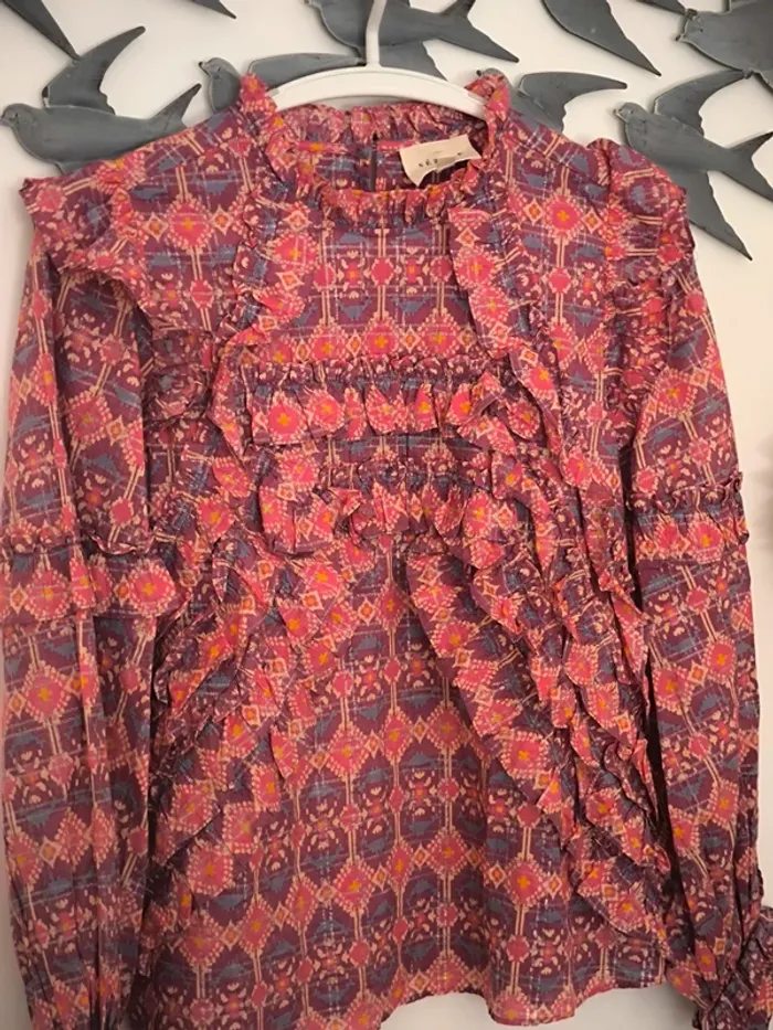 Blouse Sezane a volants imprimé 34 - photo numéro 2