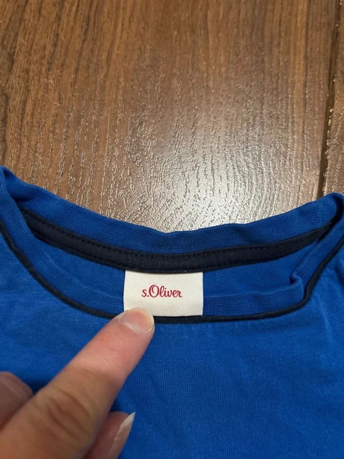 T shirt à manches longues en coton bleu motif tigre S.Oliver Taille 92-98 cm - photo numéro 3