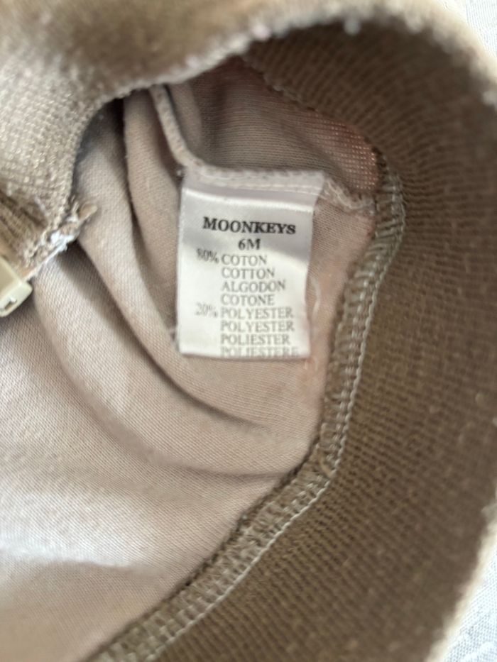 Gilet à capuche bébé garçon MOONKEYS – 6 mois – Marron à motifs - photo numéro 4