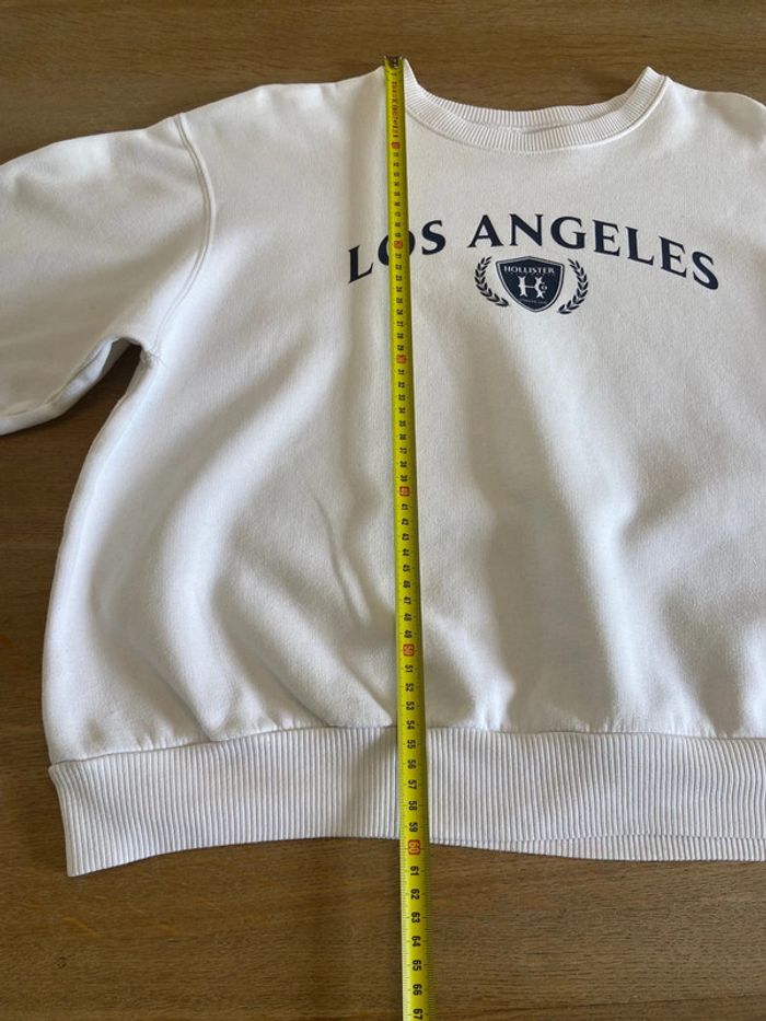 Sweat blanc sérigraphie « Los Angeles » bleu marine Hollister taille M - photo numéro 4