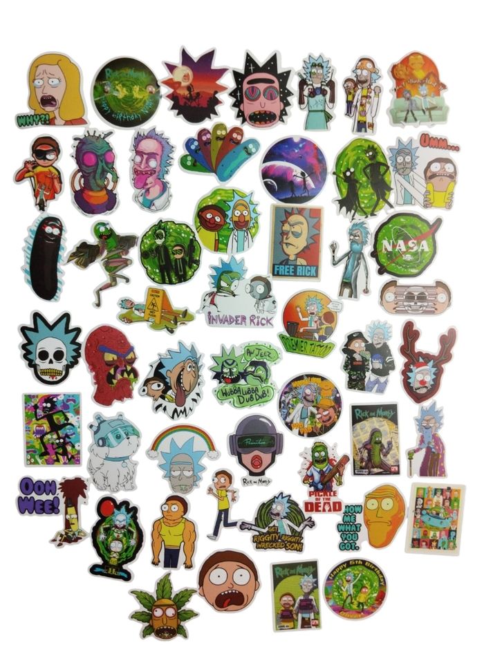 Set 50 stickers autocollants Rick et Morty