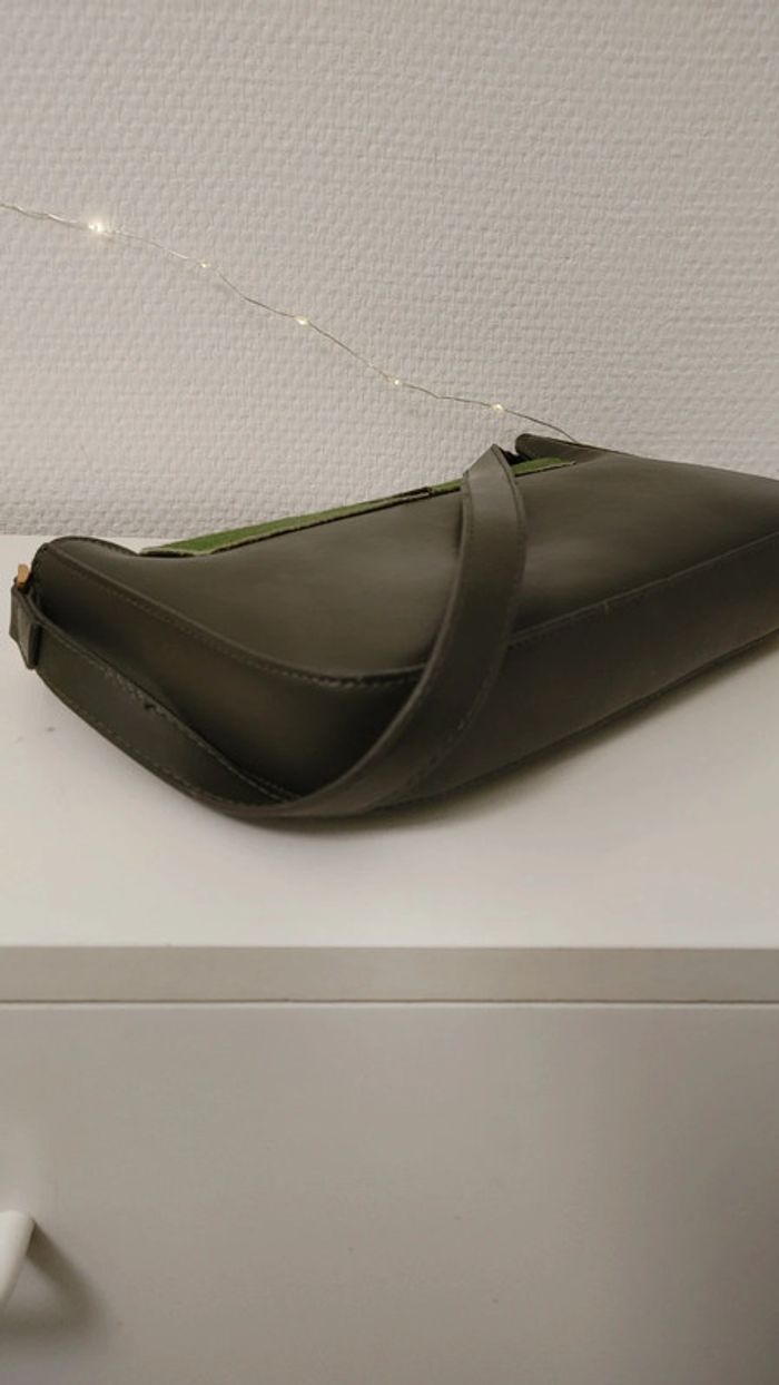 Sac en cuir véritable porté épaule crin de cheval vert jaune - photo numéro 18