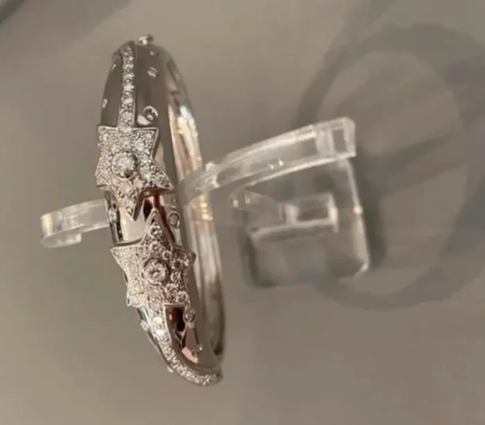 Bracelet rigide jonc en véritable argent et strass  Excellent état - photo numéro 3