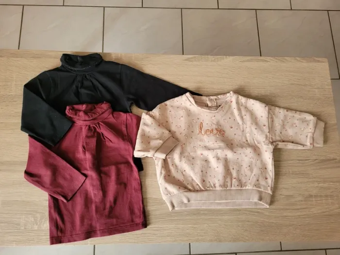 Lot sous-pulls et pull fille en 9 mois