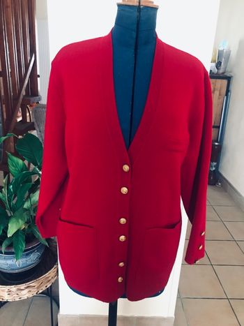 Veste gilet long saint james vintage 42 rouge laine vierge