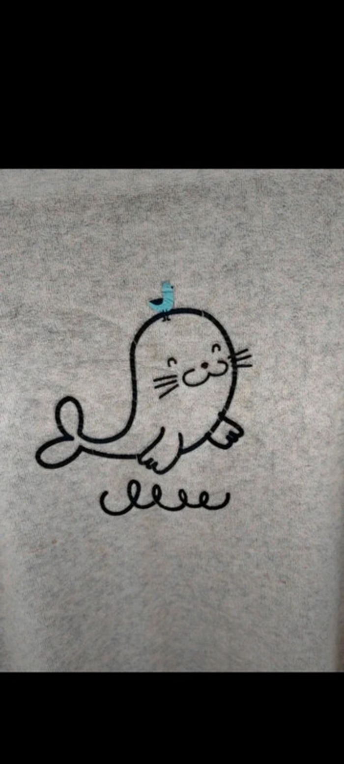 🩶Babygros gris motif phoque 24 mois Mots d'enfants - photo numéro 2