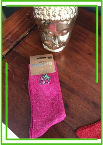 Chaussette paillettes Cerise P36-41