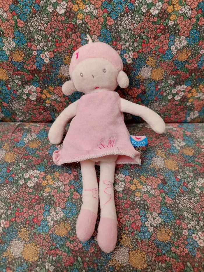 #01 Doudou poupée rose Sucre d'orge