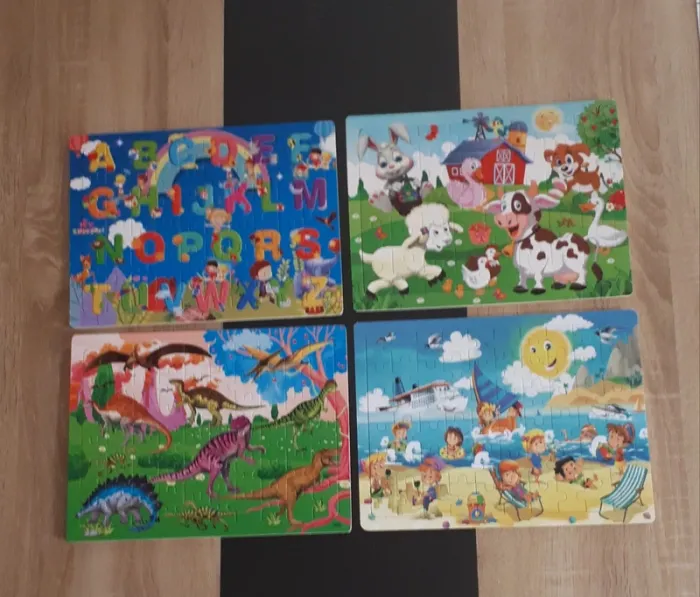Lot de 4 puzzles – 60 pièces chacun – Thèmes variés enfants